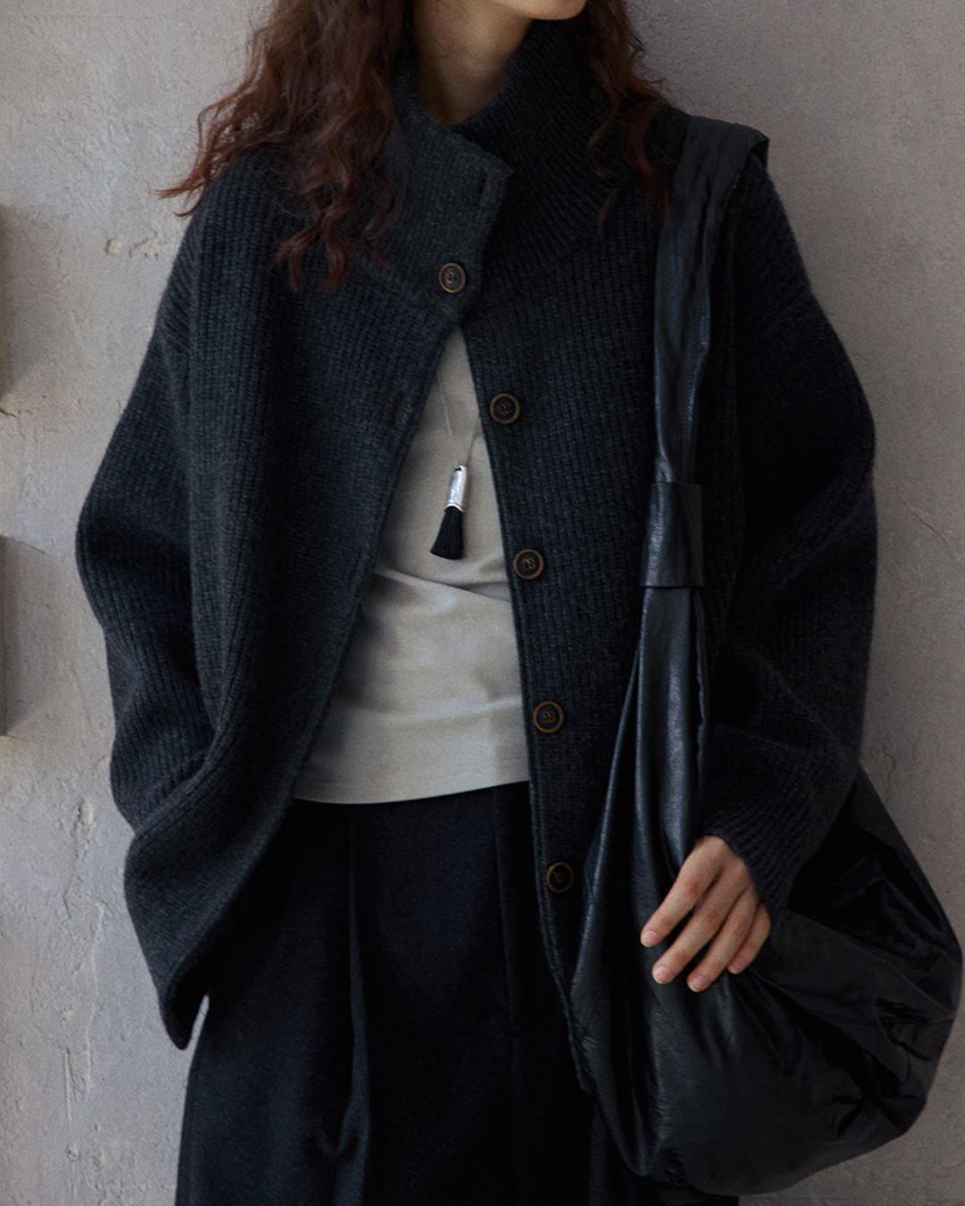 スタンドカラーニットカーディガン 10191