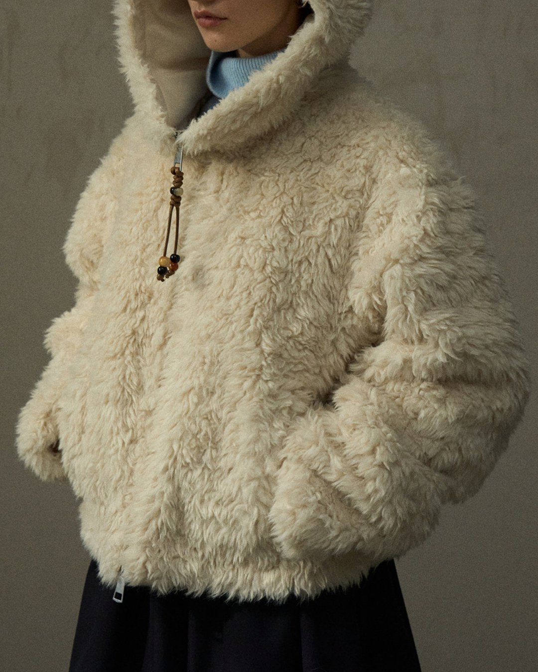 フーディージッパーボアショートコート 10293