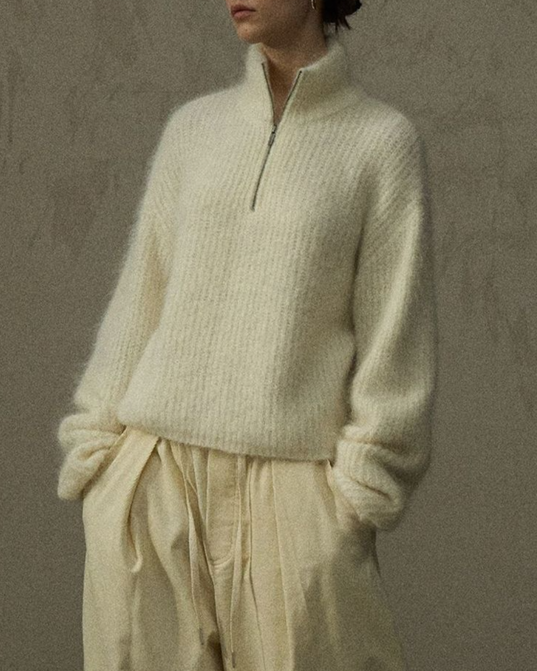 ハイカラーハーフジッププルオーバー 10266