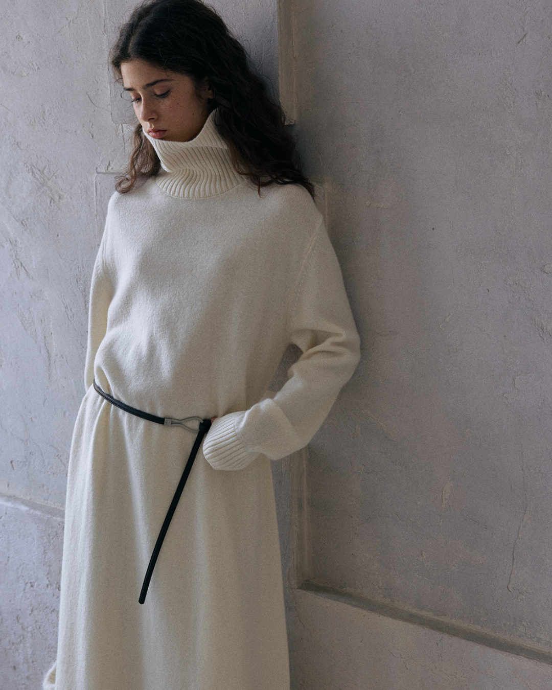 ハイカラーニットワンピース 10175