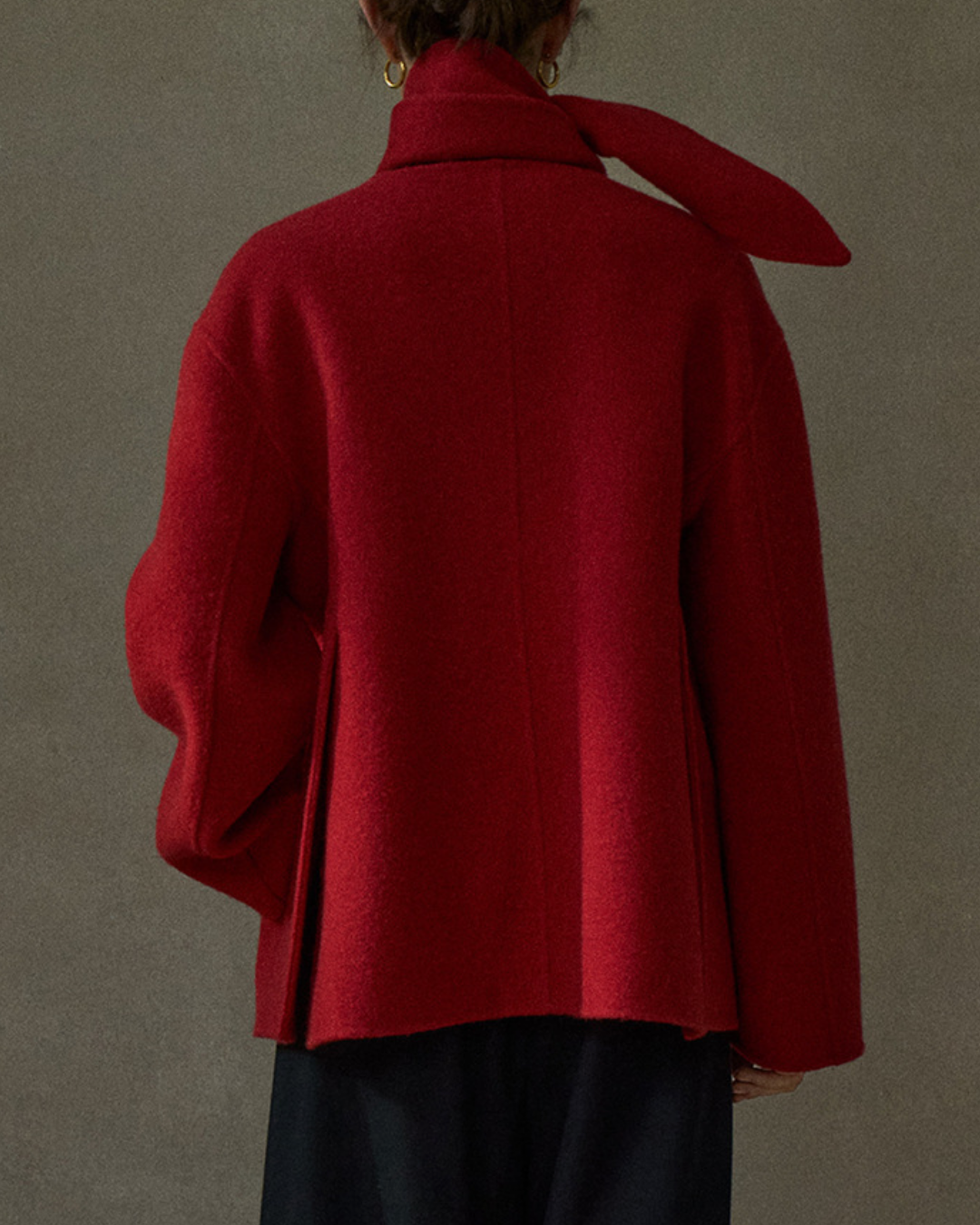 スカーフカラーミディフレアコート 10197