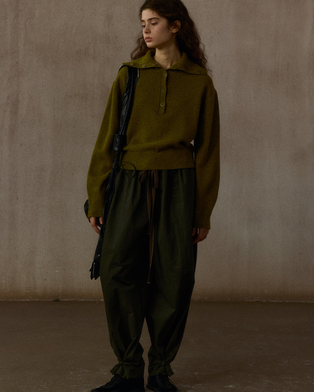 ハーフボタンリブニットフォレストトーンプルオーバー 10324