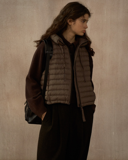 スタンドカラードローコードショートベスト 10250