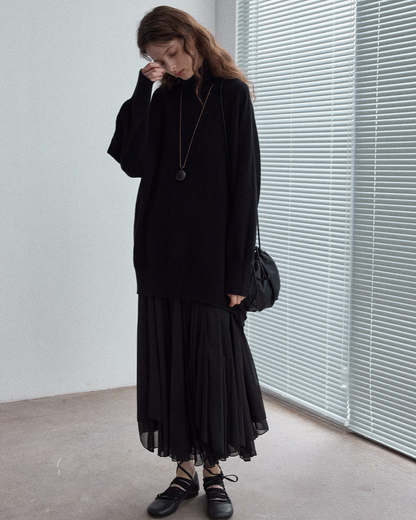 タートルネックロングニットプルオーバー 10149