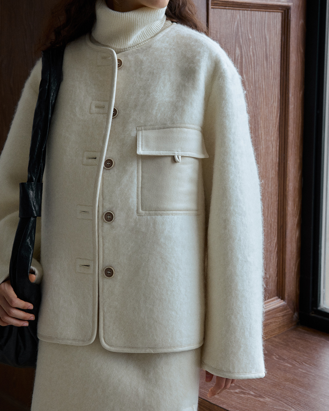 ノーカラーシングルブレストコート 10231