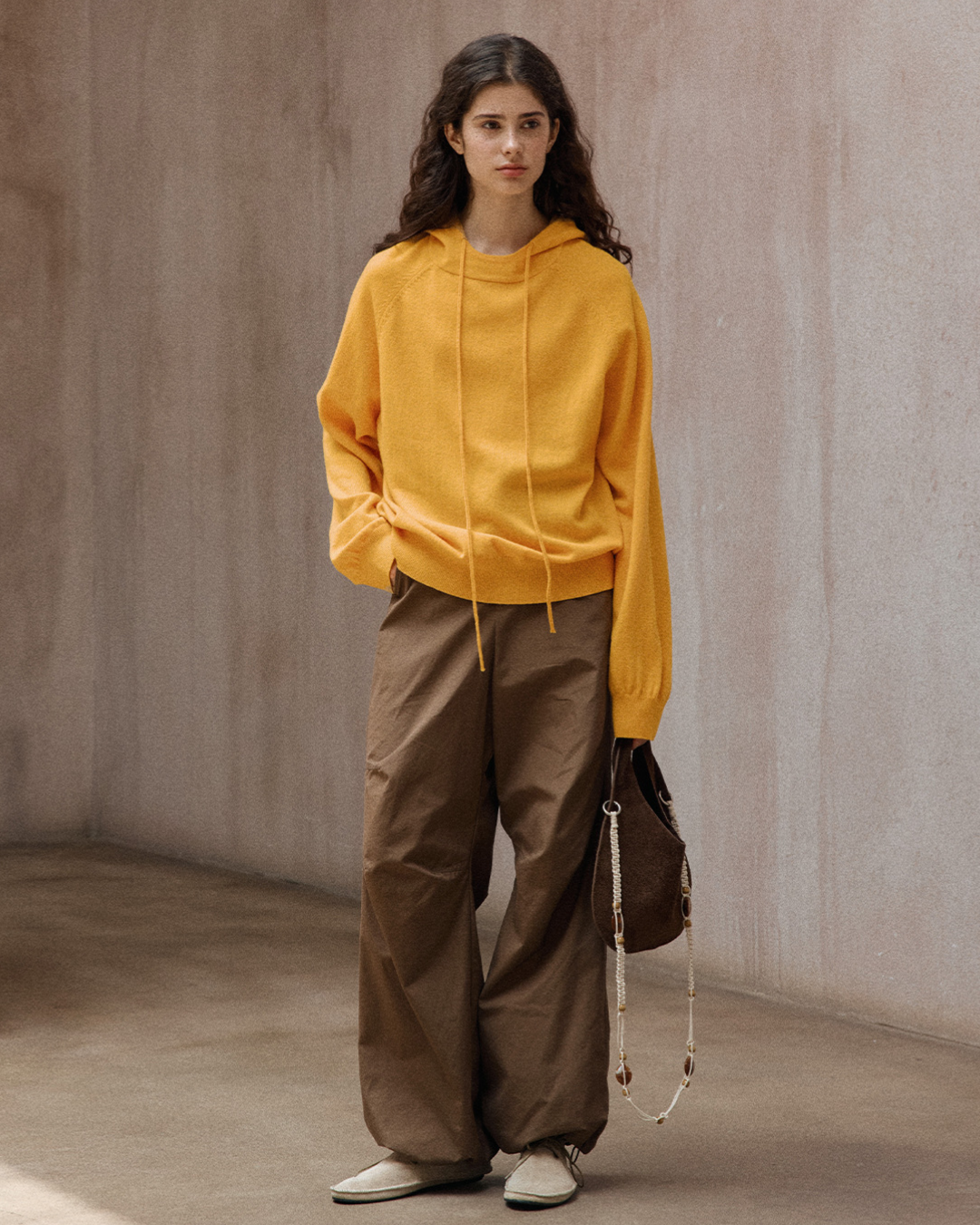 ラグランスリーブフーディークールトーンニットプルオーバー 10157