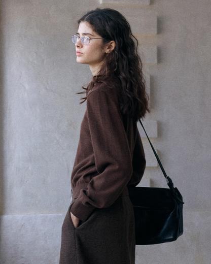 ラウンドネックシックトーンニットカーディガン 10162