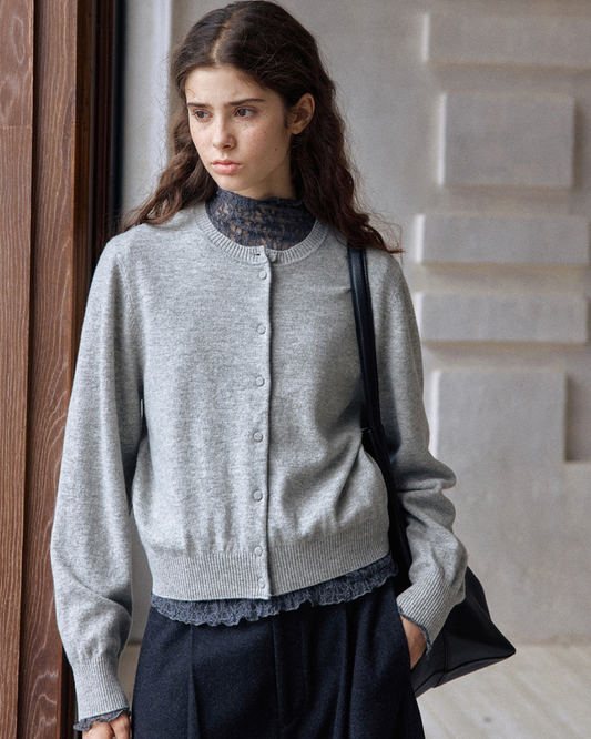 ラウンドネックソフトトーンニットカーディガン 10152