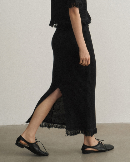 バックスリットフリンジニットスカート 10475