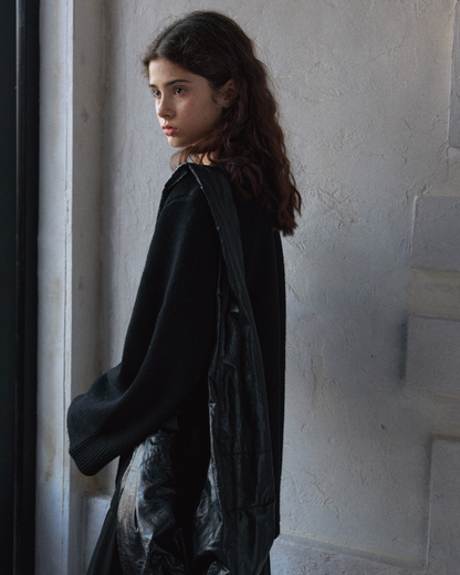 Vネックウエストワイドカーディガン 10171