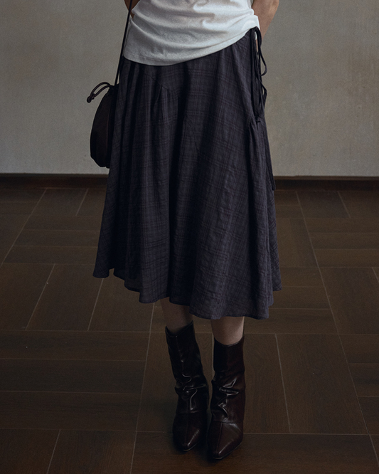 サイドリストリクトグリッドミディスカート 10621