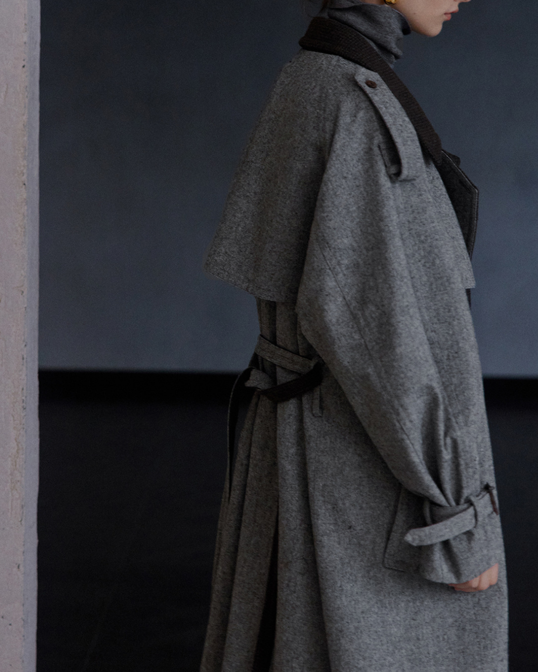 バイカラーダブルブレストロングコート 10283