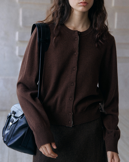 ラウンドネックシックトーンニットカーディガン 10162