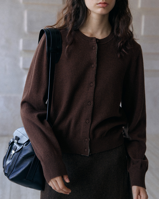 ラウンドネックシックトーンニットカーディガン 10162