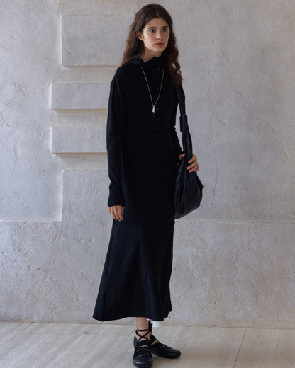 ヘンリーネックフーディーニットワンピース 10140