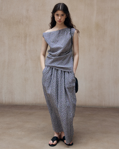 カーブフォルムチェックスカート 10506