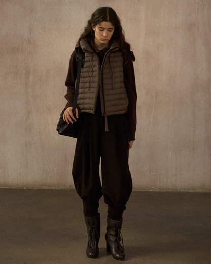 スタンドカラードローコードショートベスト 10250