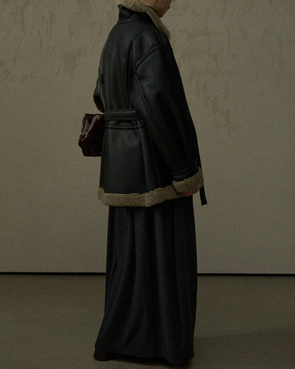 スタンドカラーストラップミディジャケット 10288