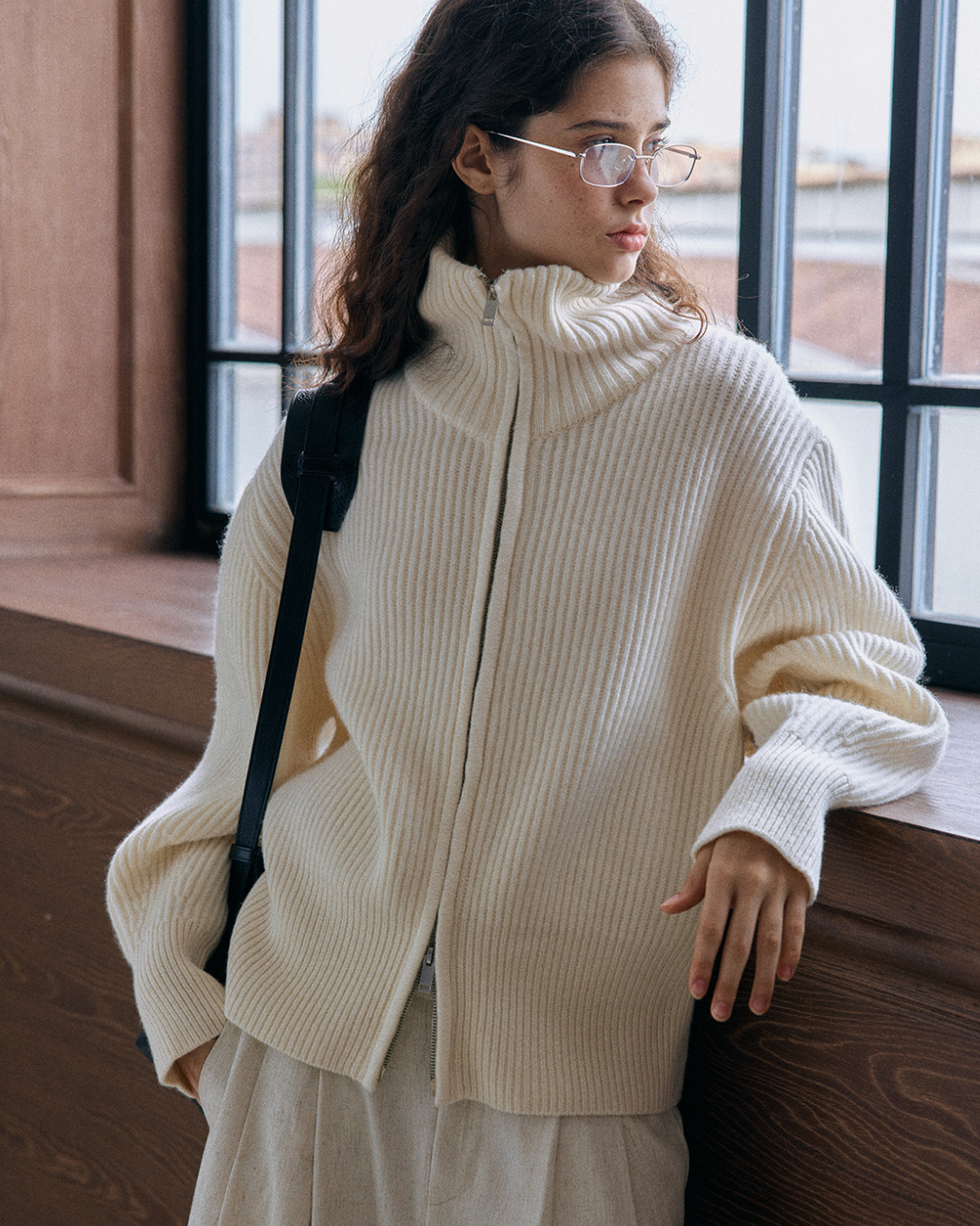 タートルネックジッパーニットプルオーバー 10164