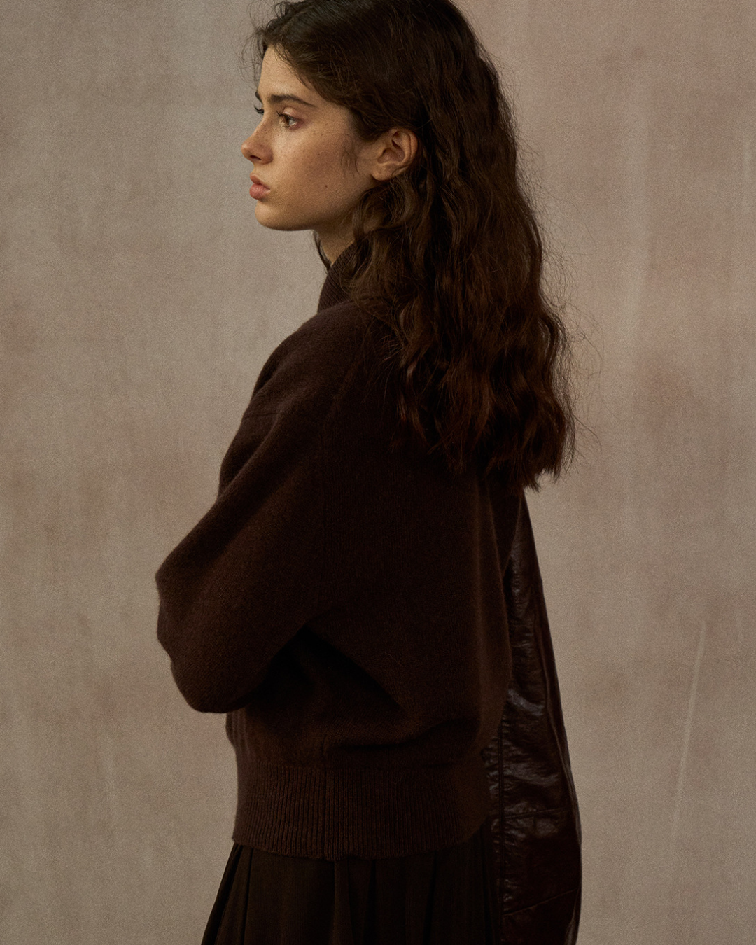 ハーフボタンリブニットミドルトーンプルオーバー 10323