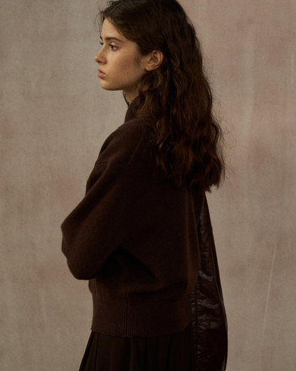 ハーフボタンリブニットミドルトーンプルオーバー 10323