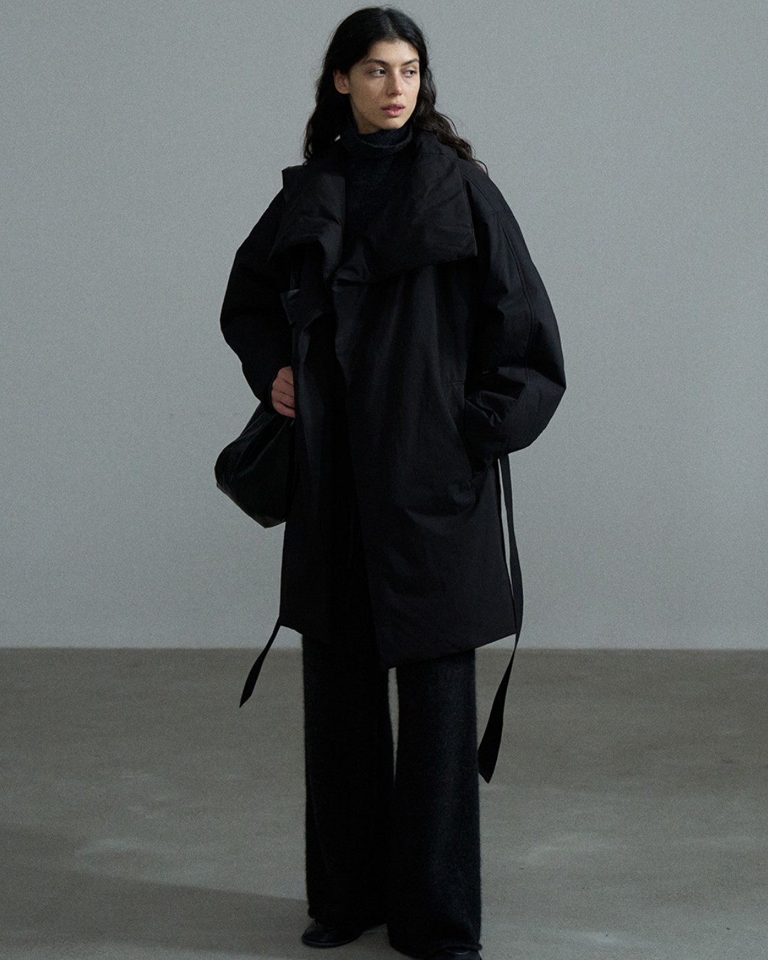 スタンドネックミディボリュームコート 10380