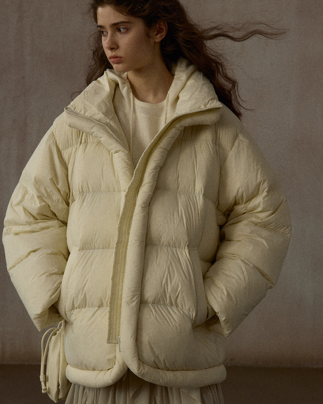 スタンドカラーシンプルミディコート 10306