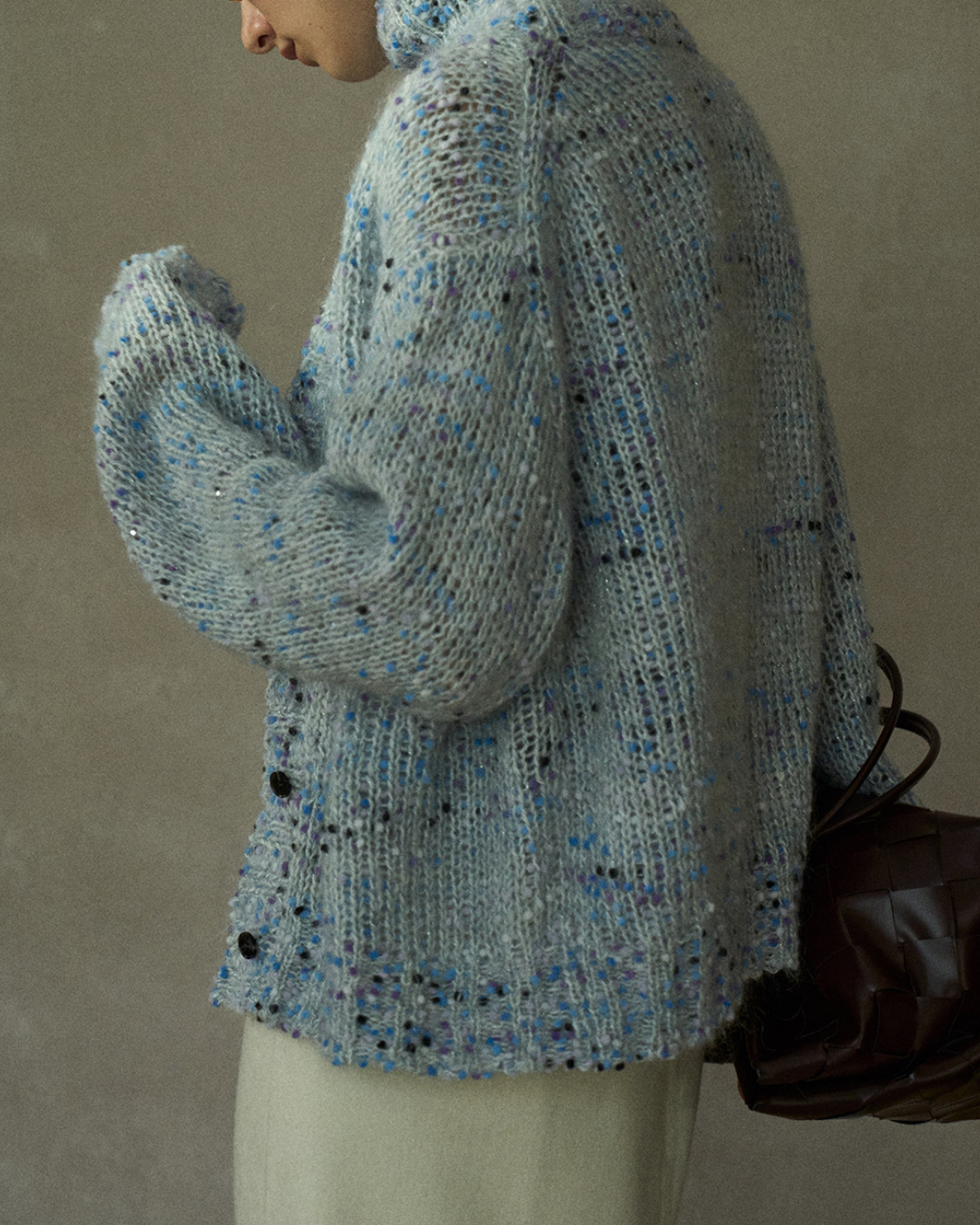 Vネックミディニットカーディガン 10216