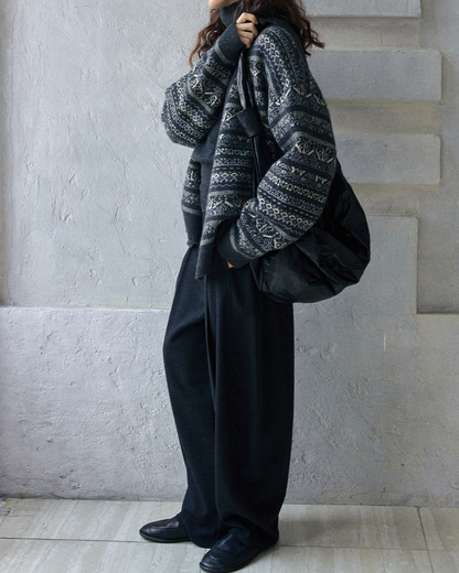 フェアアイルジャカードVネックニットカーディガン 10188