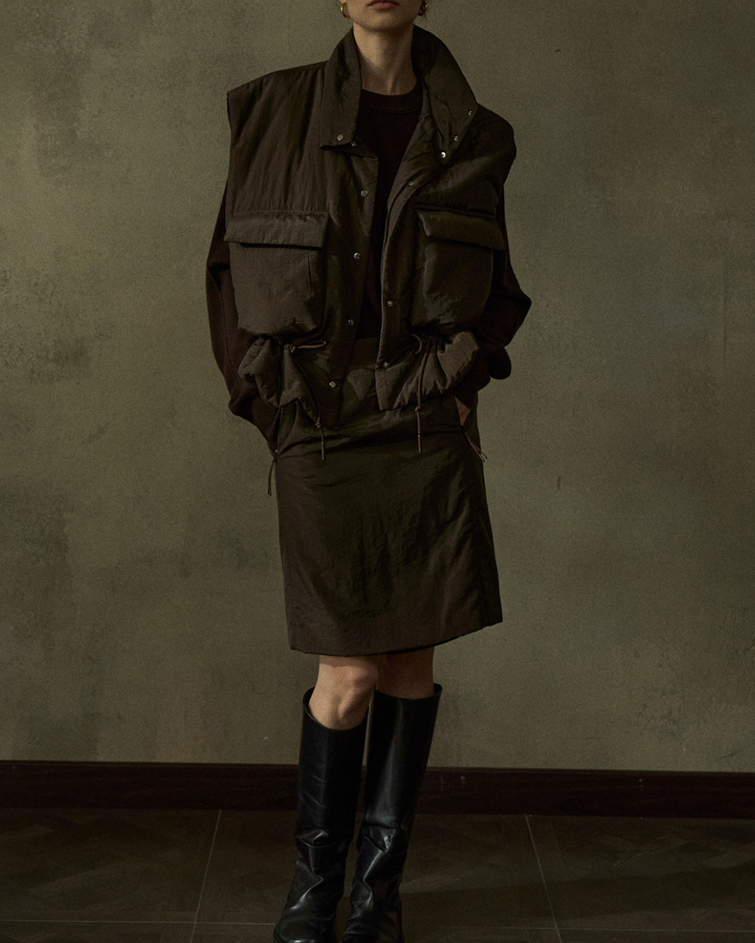 スタンドカラーキルティングベスト 10201