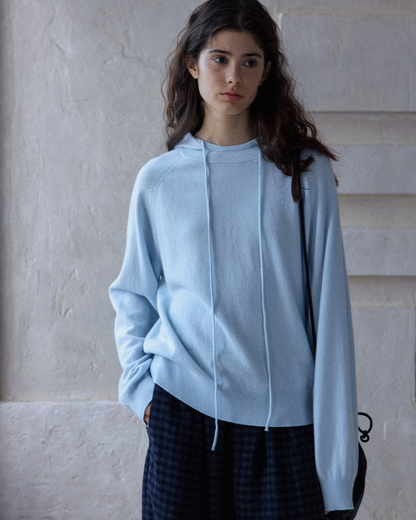 ラグランスリーブフーディークールトーンニットプルオーバー 10157