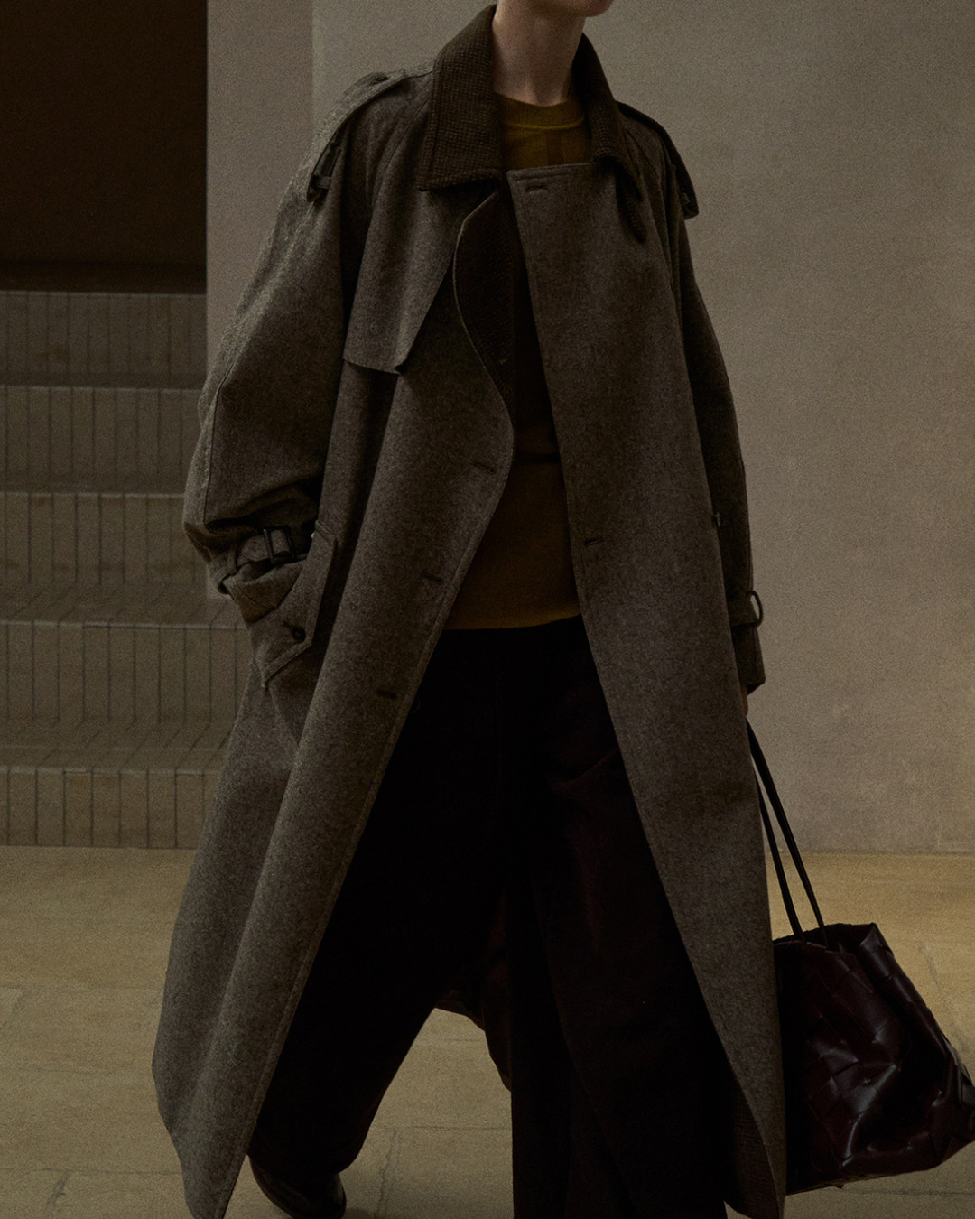 バイカラーダブルブレストロングコート 10283