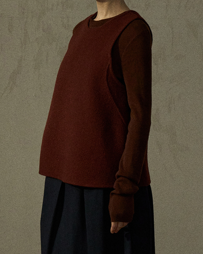 ラウンドネックニットフレアベスト 10286