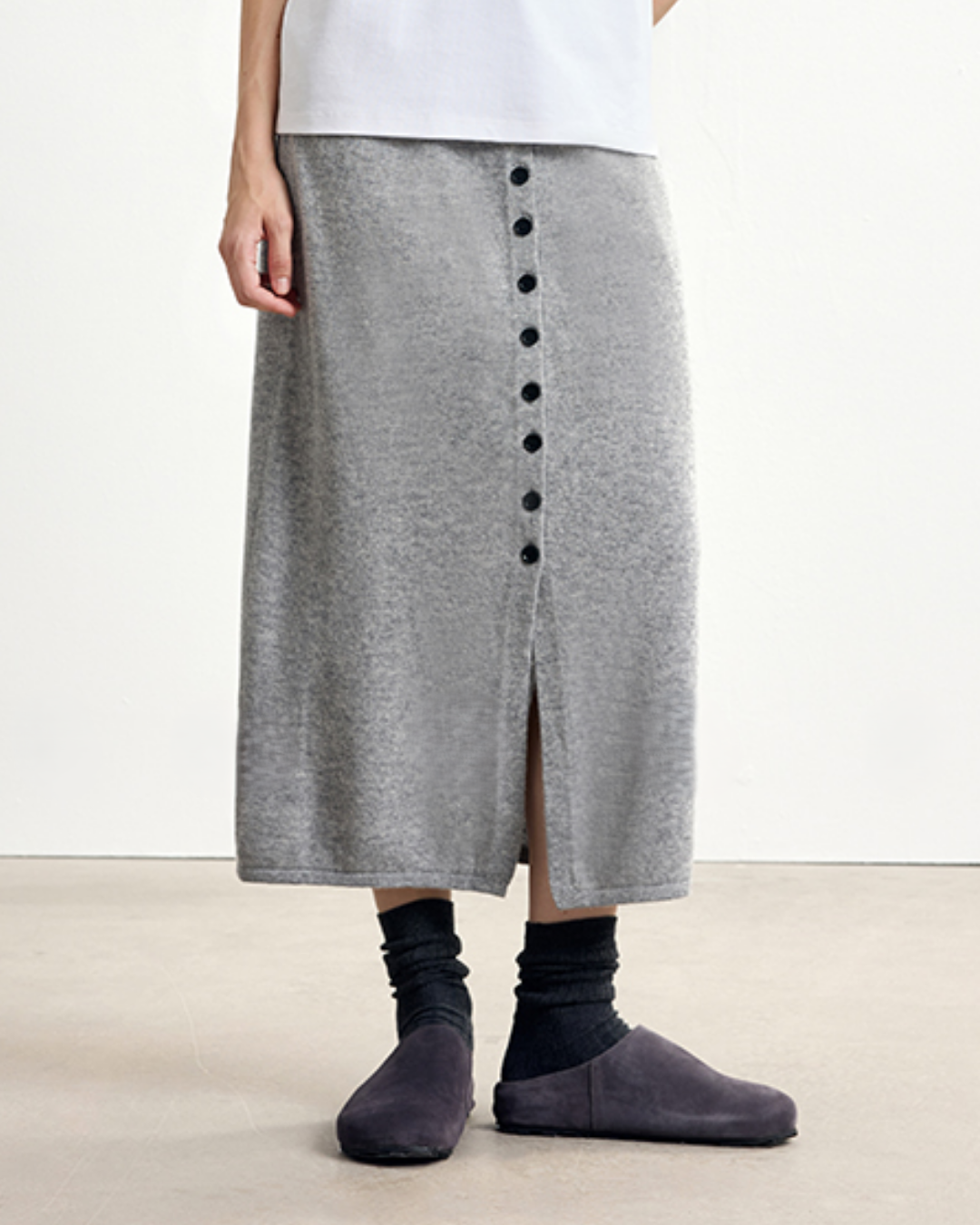 フロントスリットボタンデザインロングスカート 10329