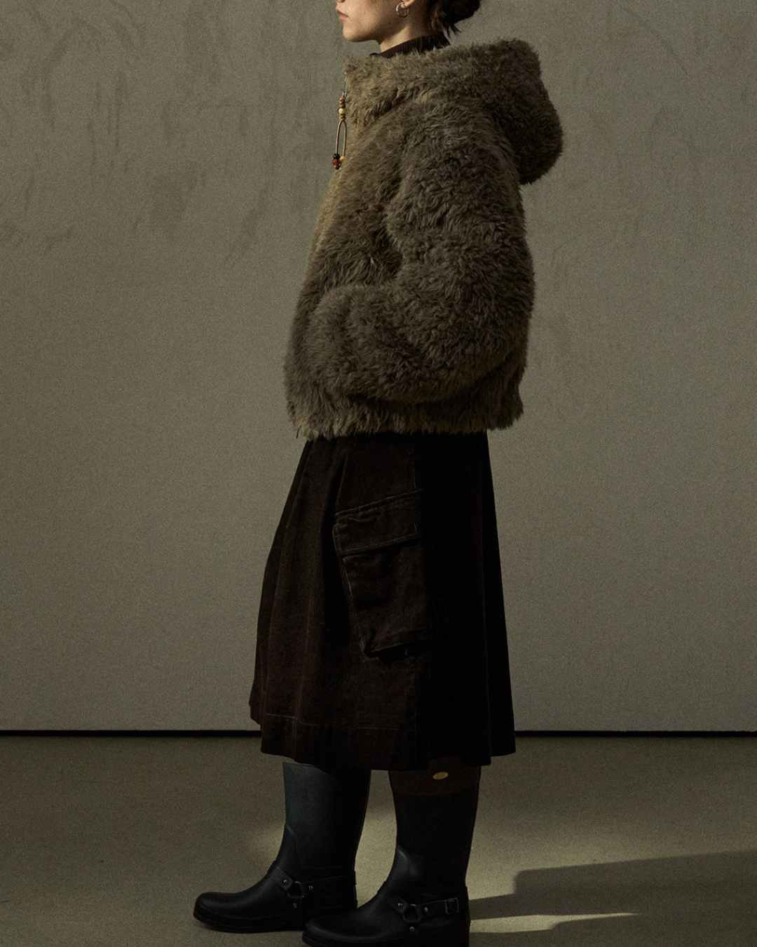 フーディージッパーボアショートコート 10293