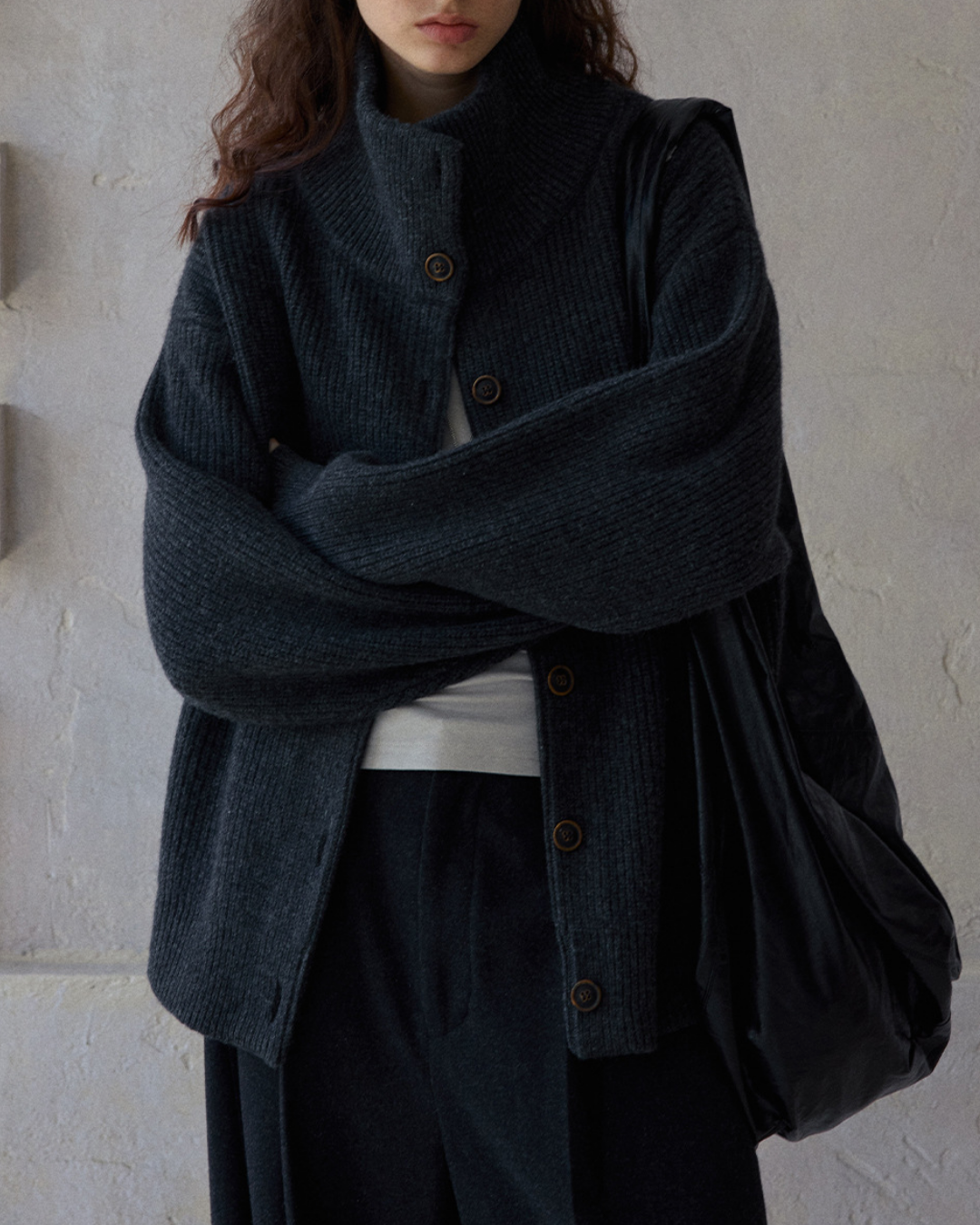 スタンドカラーニットカーディガン 10191