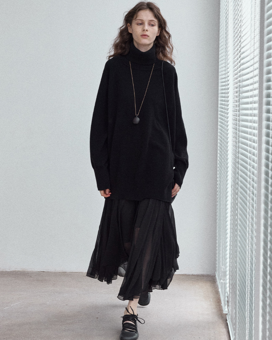 タートルネックロングニットプルオーバー 10149