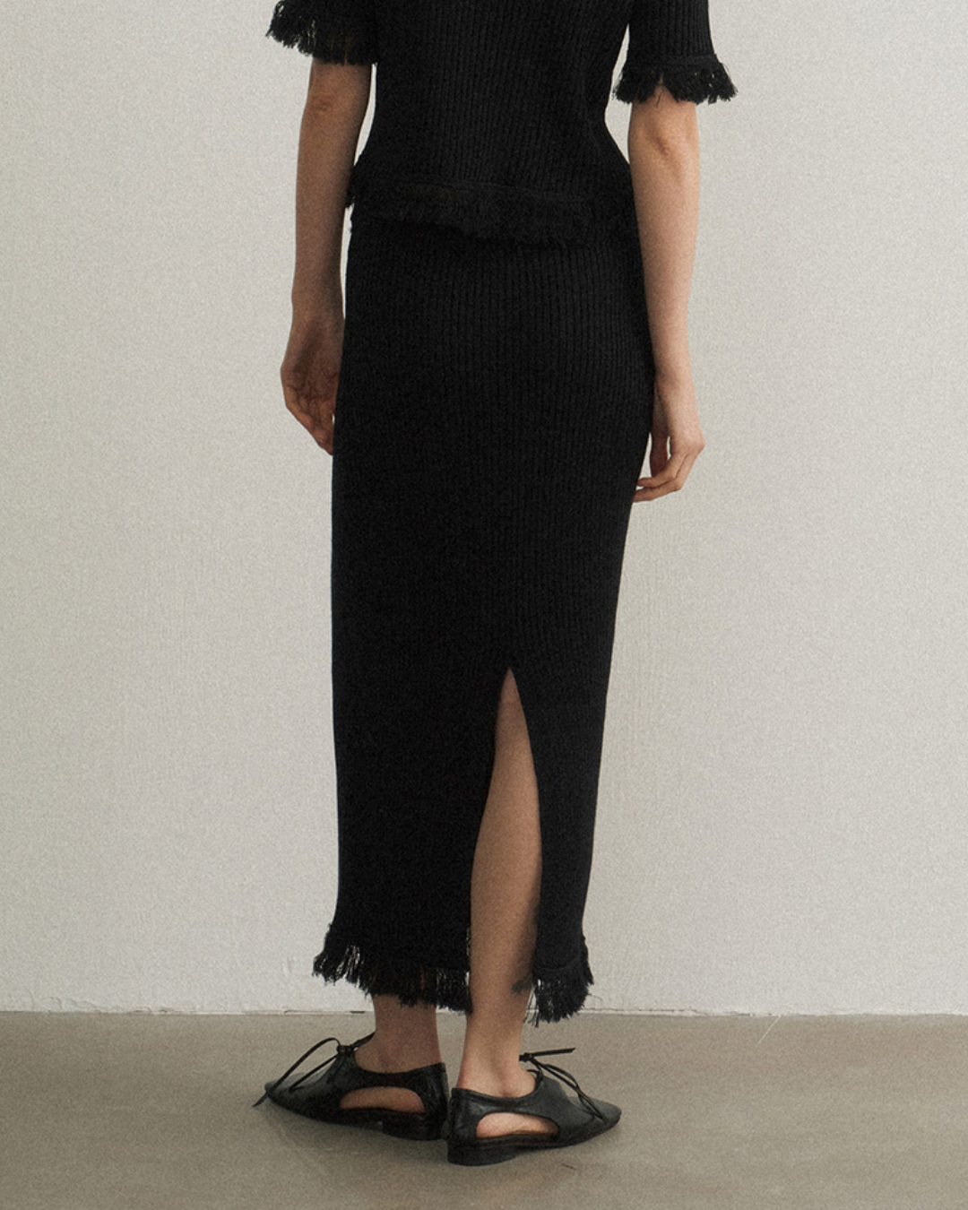 バックスリットフリンジニットスカート 10475