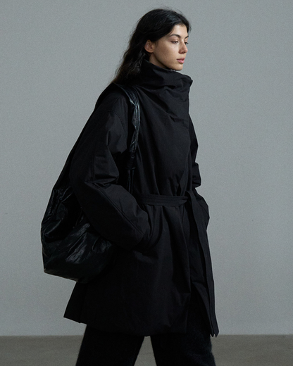 スタンドネックミディボリュームコート 10380