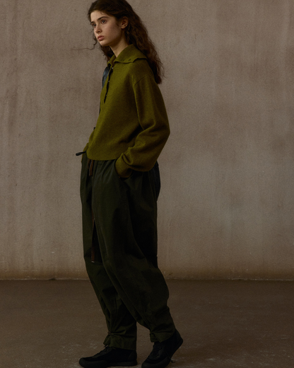 ハーフボタンリブニットフォレストトーンプルオーバー 10324