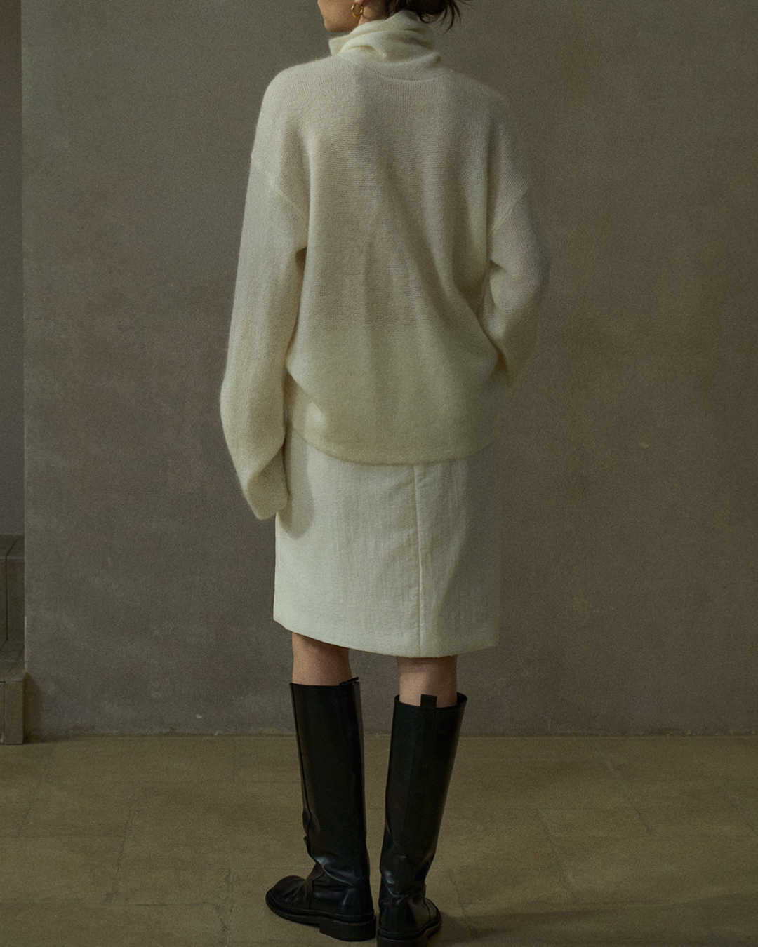 ハイカラーコントラストニットプルオーバー 10196