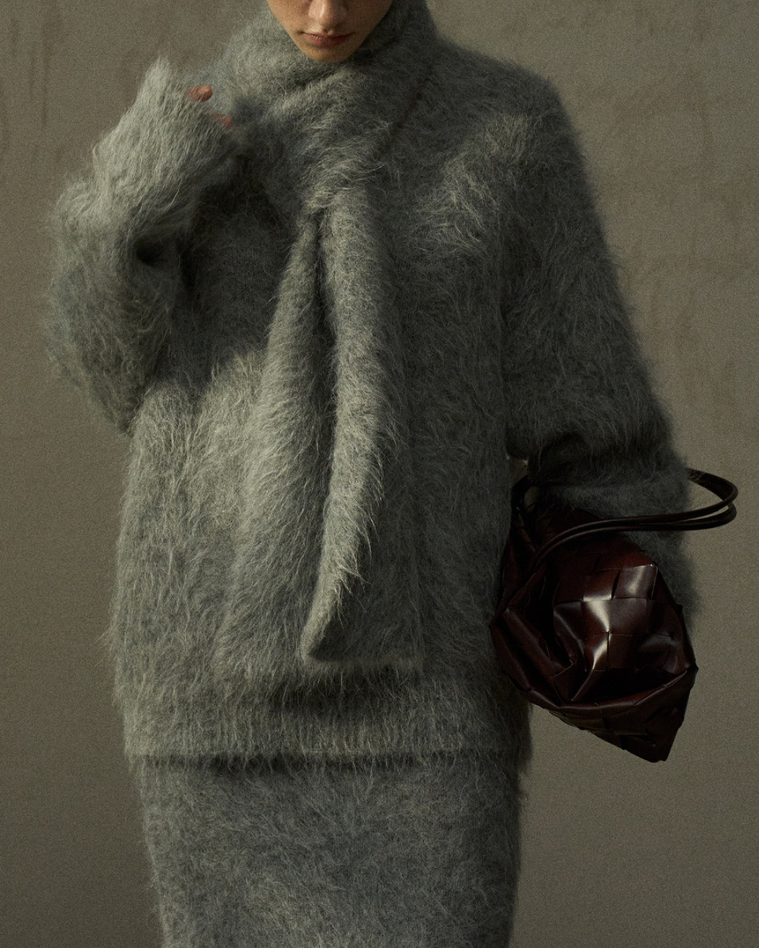 スカーフカラーオーバーニットプルオーバー 10279