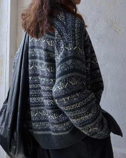 フェアアイルジャカードVネックニットカーディガン 10188