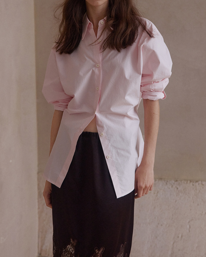 スタンダードカラーウエストスリムロングシャツ 10116