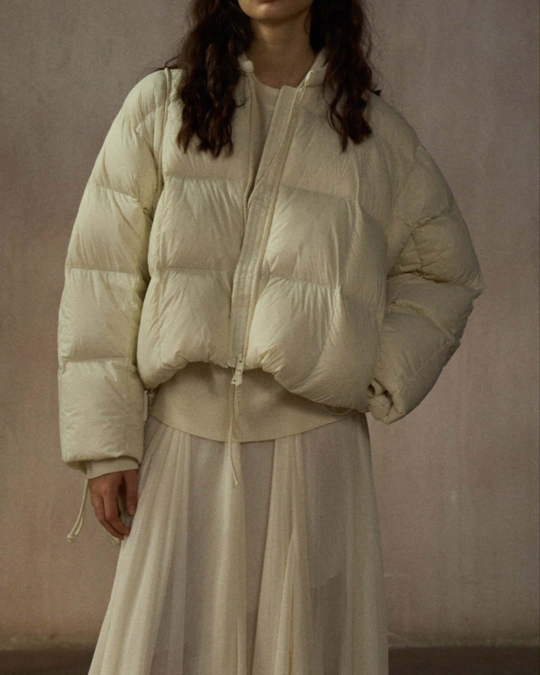 クルーネックドローコードショートコート 10268