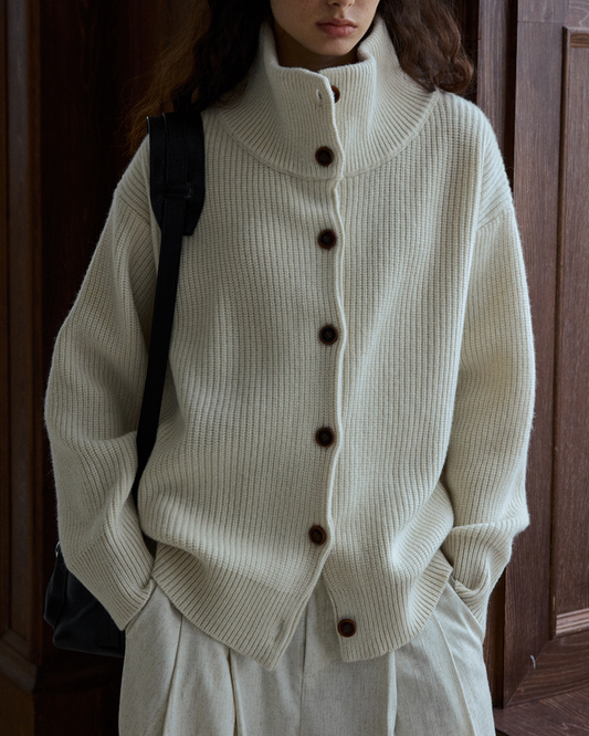 スタンドカラーニットカーディガン 10192