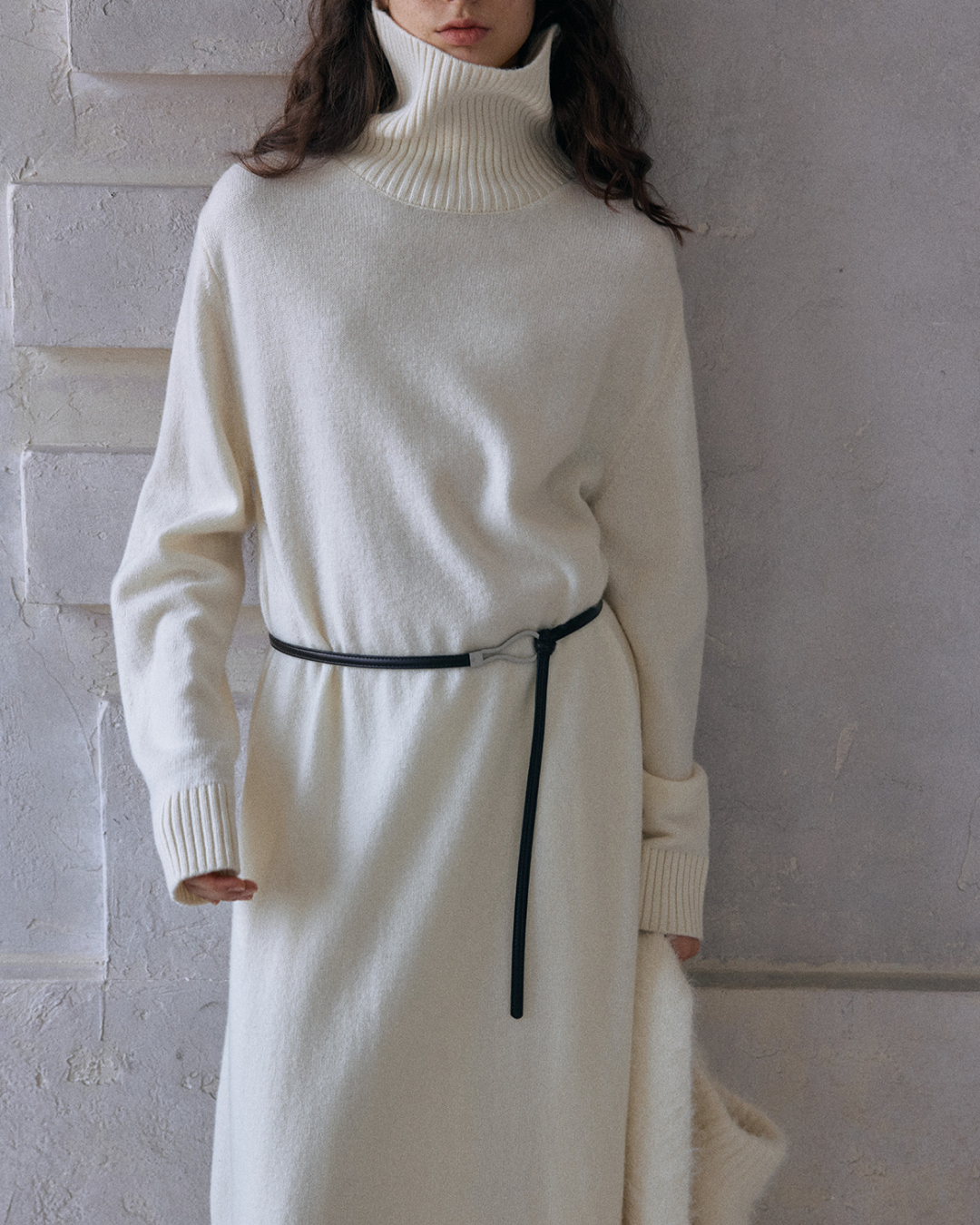 ハイカラーニットワンピース 10175