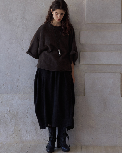 ラウンドネックミドルスリーブニットプルオーバー 10137