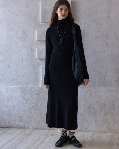 ヘンリーネックフーディーニットワンピース 10140