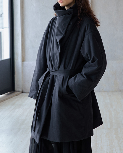 スタンドカラーロングストラップコート 10236